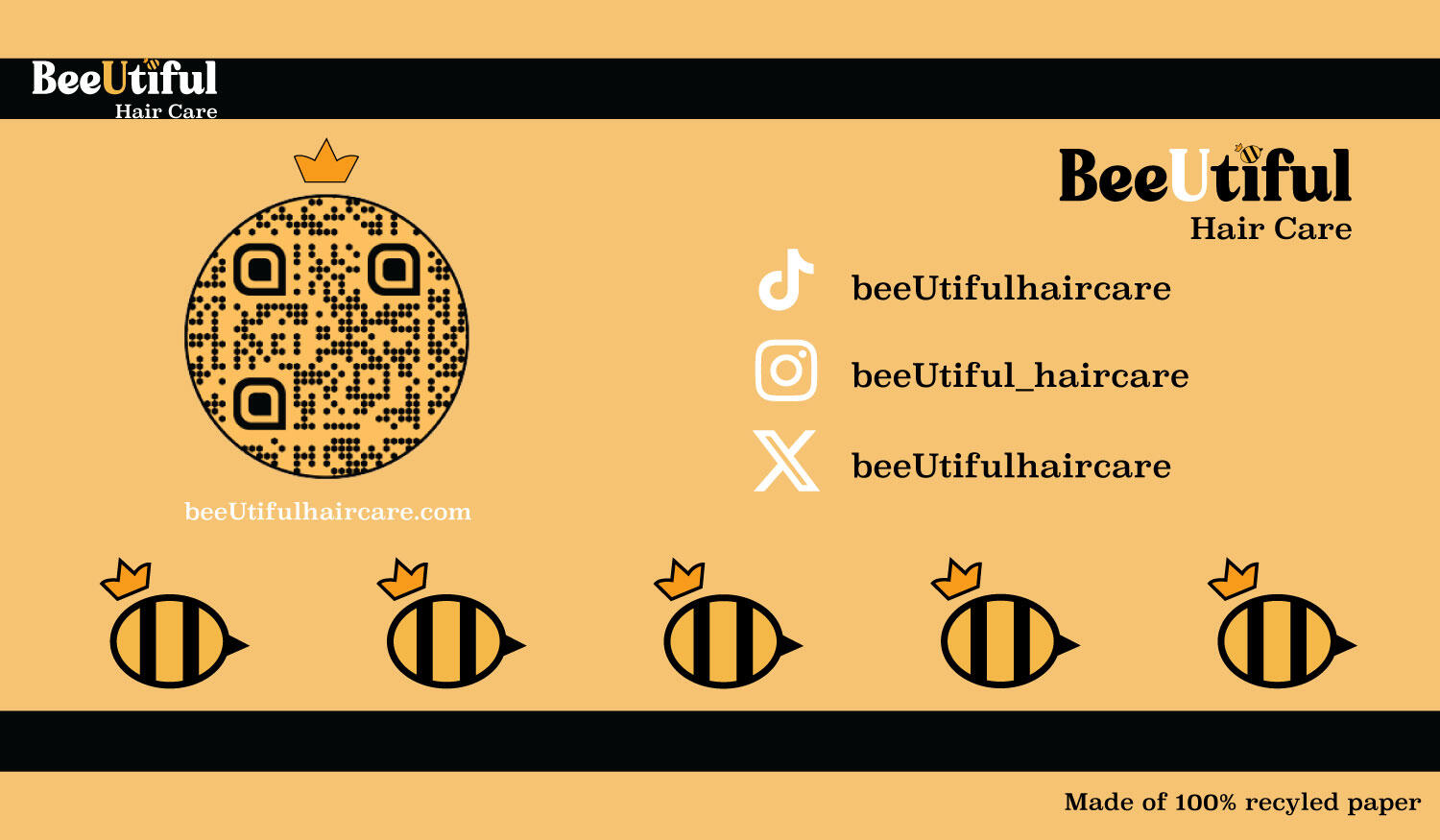 BeeUtiful Hair Care Business Card Back